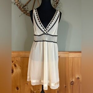 Victorias Secret Angels Slip Dress Chemise Nightie size S Beige Black Lace Sheer